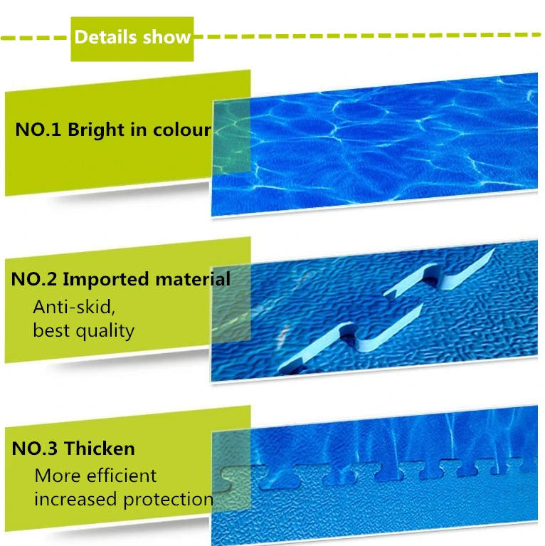 2cm and 3cm Thickness Water Print and Grass Pattern EVA Interlocking Joint Puzzle Mat Floor Mat for Babyroom Kindergarten and Playing Park